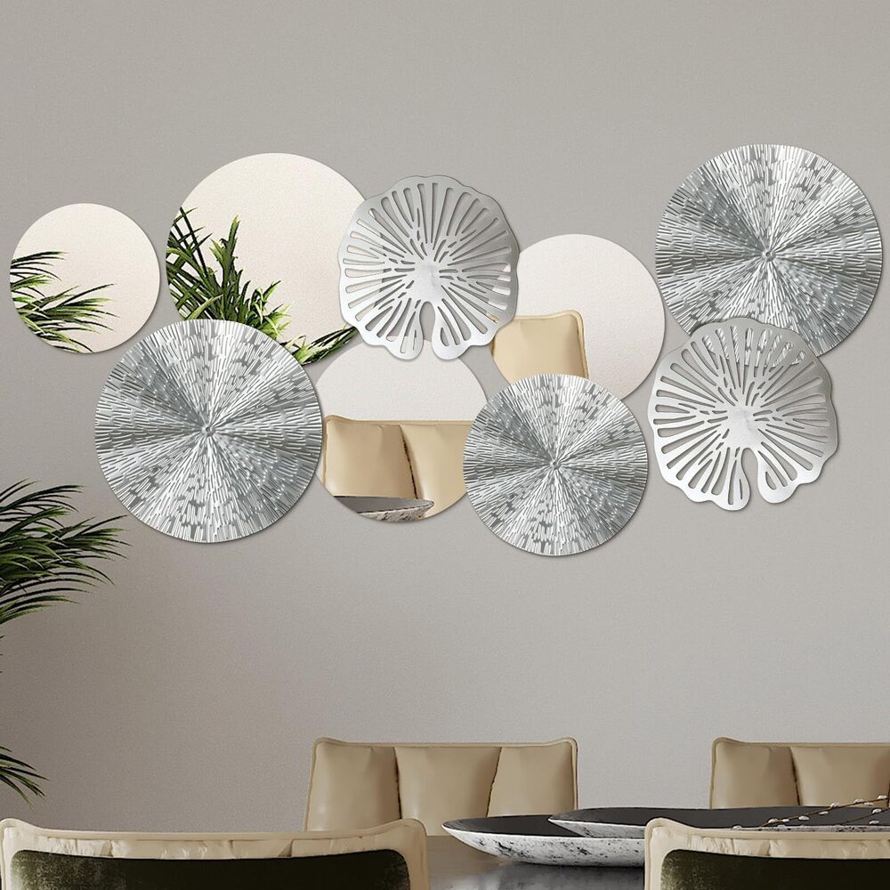 7034 9 Pcs Circle Mirrors Metal Home Decor Wall Decorative Modern Round